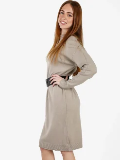 Solada Abito donna in maglia accollato - sabbia