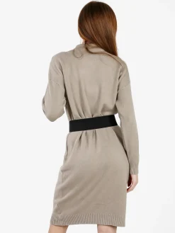 Solada Abito donna in maglia accollato - sabbia