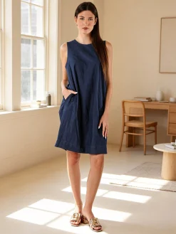 Solada Abito donna smanicato in cotone effetto jeans - blu