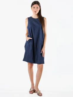 Solada Abito donna smanicato in cotone effetto jeans - blu