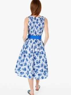 Solada Abito donna smanicato in cotone con stampe - blu