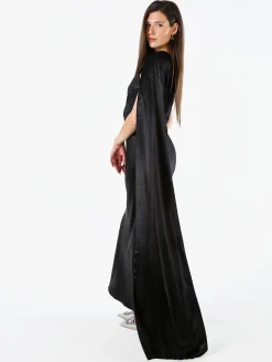 Solada Abito elegante da donna monospalla con stola incorporata - nero