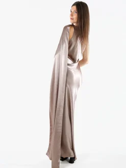 Solada Abito elegante da donna monospalla con stola incorporata - fango