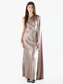 Solada Abito elegante da donna monospalla con stola incorporata - fango