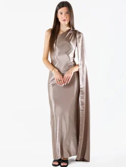 Solada Abito elegante da donna monospalla con stola incorporata - fango