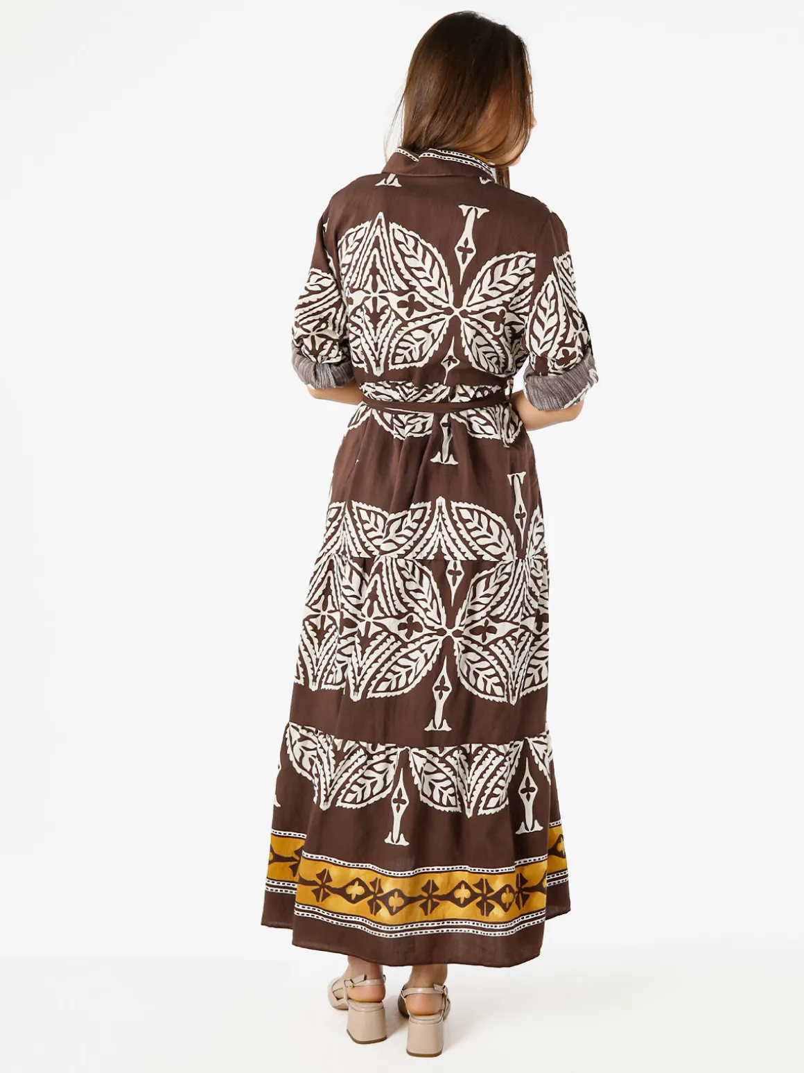 Solada Abito lungo da donna a camicia con stampe - marrone