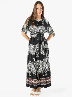 Solada Abito lungo da donna a camicia con stampe - nero