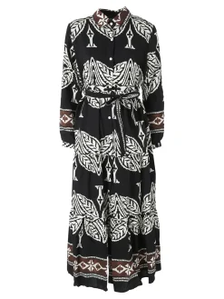 Solada Abito lungo da donna a camicia con stampe - nero