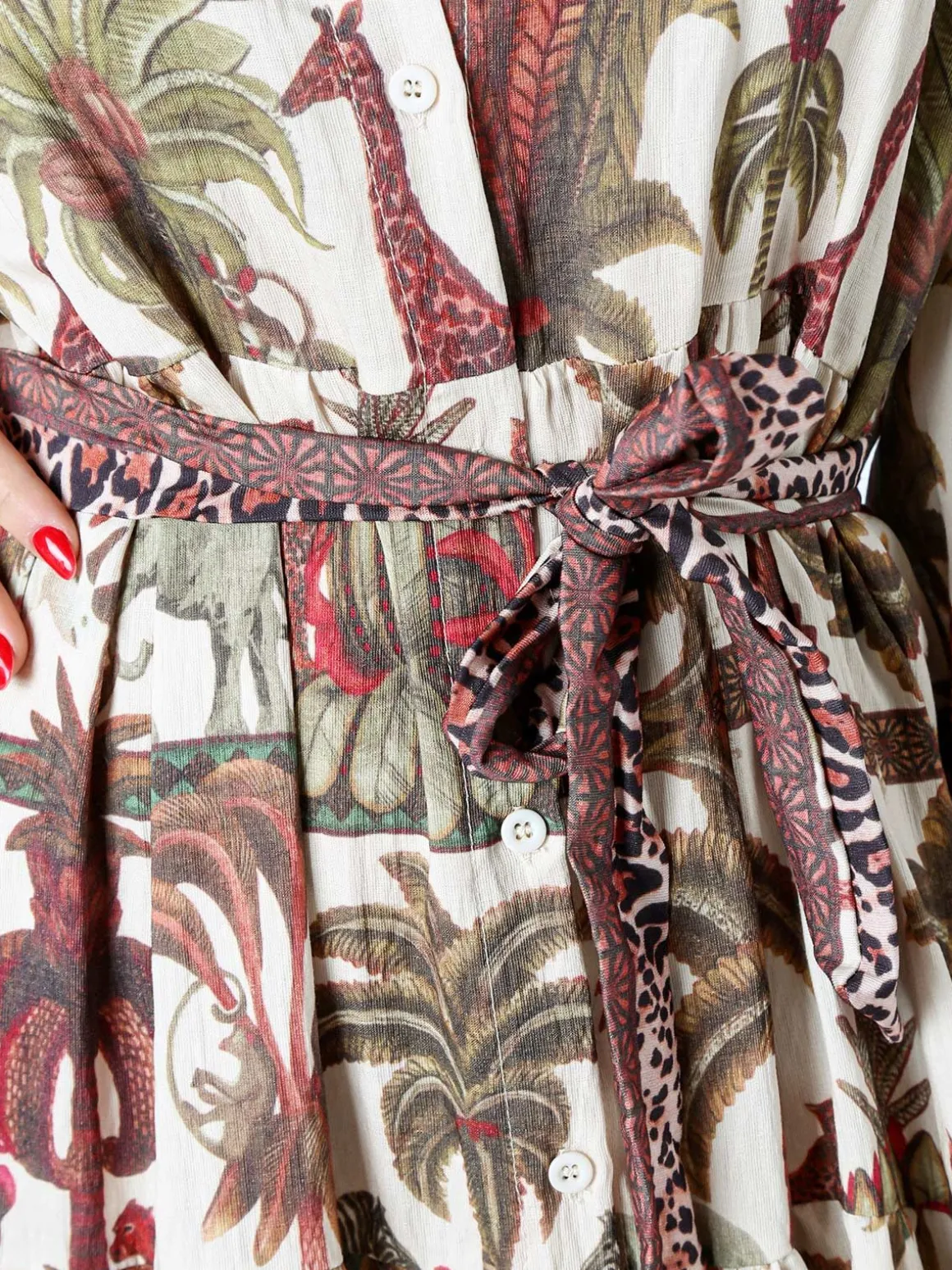 Solada Abito lungo da donna a camicia con stampe e maniche a 3/4 - rosa