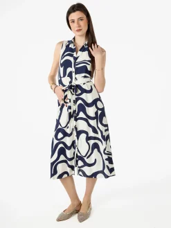 Solada Abito lungo da donna a camicia senza maniche - blu scuro