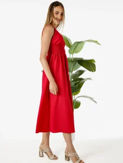 Solada Abito lungo da donna con spalline sottili e coppe imbottite - rosso
