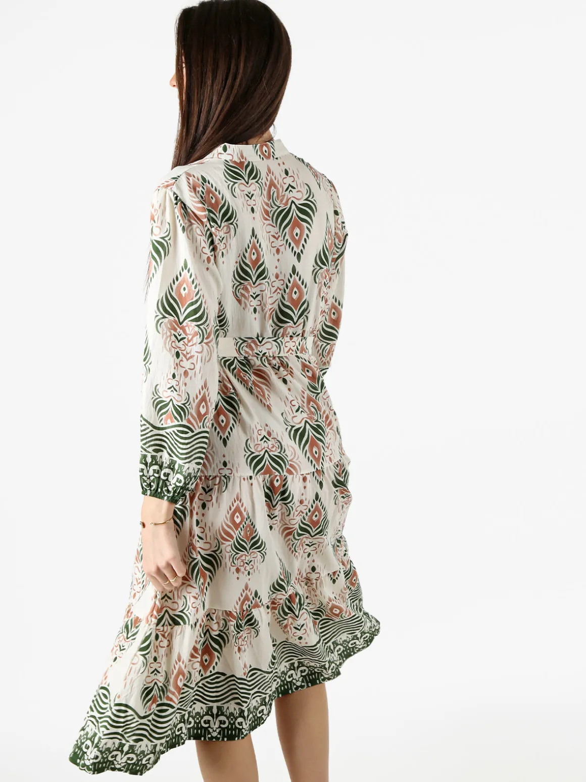 Solada Abito lungo da donna con stampe e maniche lunghe - verde