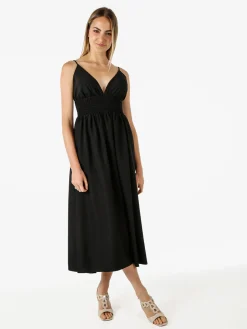 Solada Abito lungo da donna con spalline sottili e coppe imbottite - nero