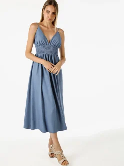 Solada Abito lungo da donna con spalline sottili e coppe imbottite - blu