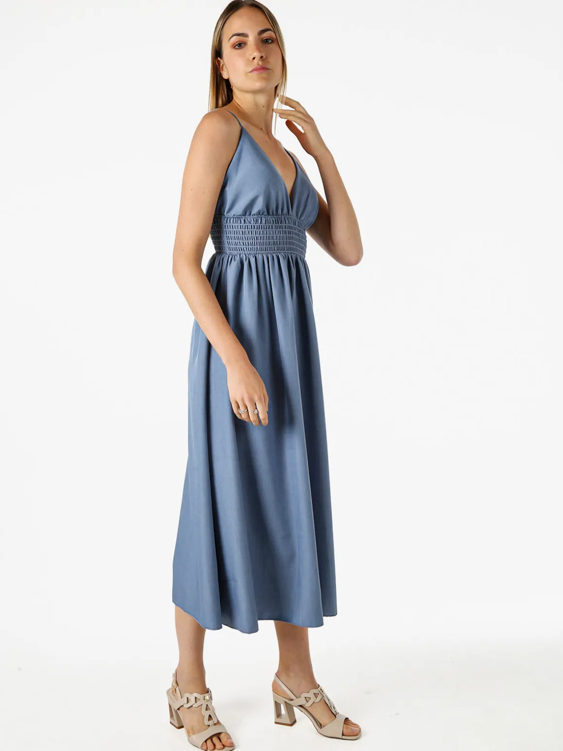 Solada Abito lungo da donna con spalline sottili e coppe imbottite - blu