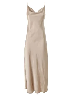 Solada Abito lungo da donna con spalline sottili e scollo a cascata - beige