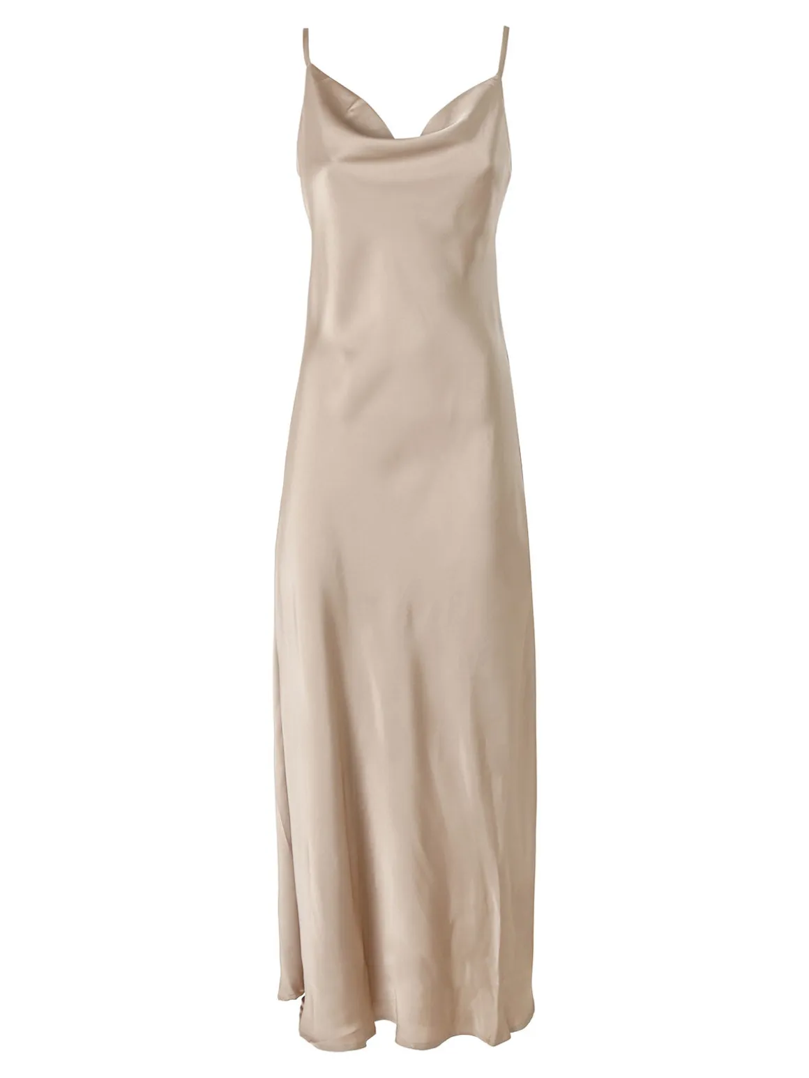 Solada Abito lungo da donna con spalline sottili e scollo a cascata - beige