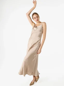 Solada Abito lungo da donna con spalline sottili e scollo a cascata - beige