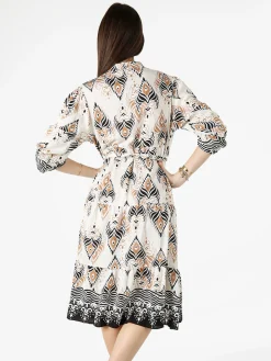 Solada Abito lungo da donna con stampe e maniche lunghe - nero