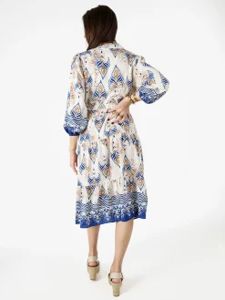 Solada Abito lungo da donna con stampe e maniche lunghe - blu