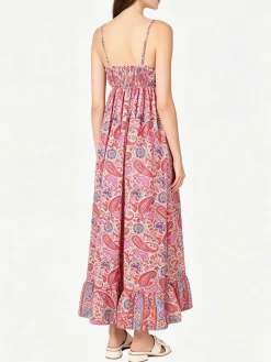 Solada Abito lungo da donna in seta con spalline sottili e spacco profondo - beige