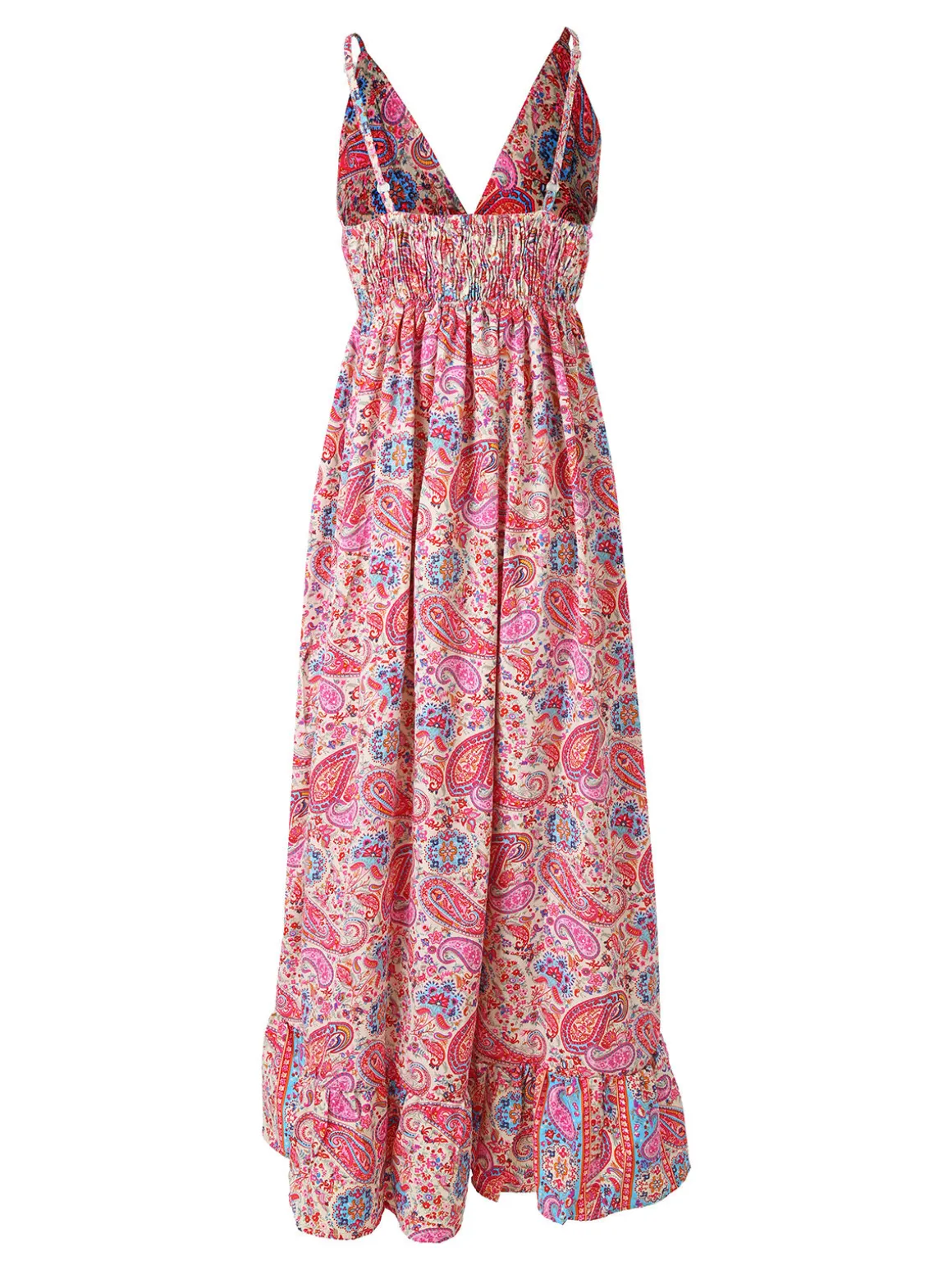 Solada Abito lungo da donna in seta con spalline sottili e spacco profondo - beige