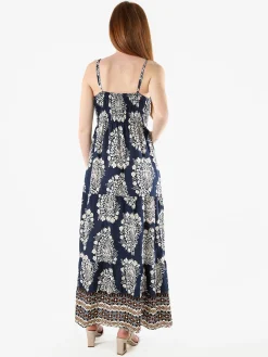 Solada Abito lungo da donna in viscosa con spalline strette - blu scuro