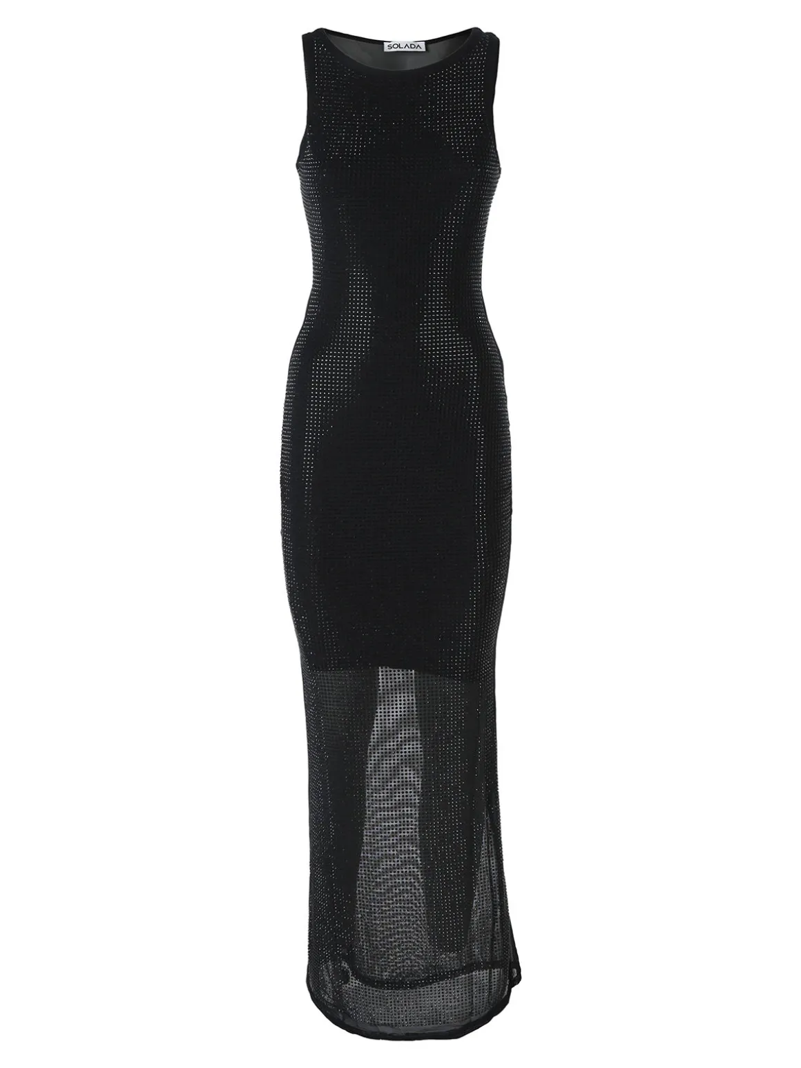 Solada Abito lungo da donna senza maniche con micro borchie - nero