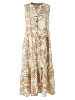 Solada Abito lungo da donna smanicato con stampe floreali - beige
