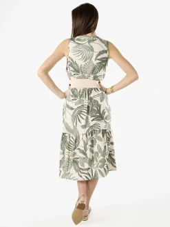Solada Abito lungo da donna smanicato con stampe floreali - verde