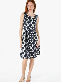 Solada Abito smanicato da donna in cotone con stampa bicolore - blu scuro