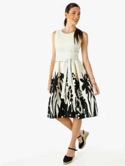 Solada Abito smanicato da donna in cotone con stampa sul fondo - beige