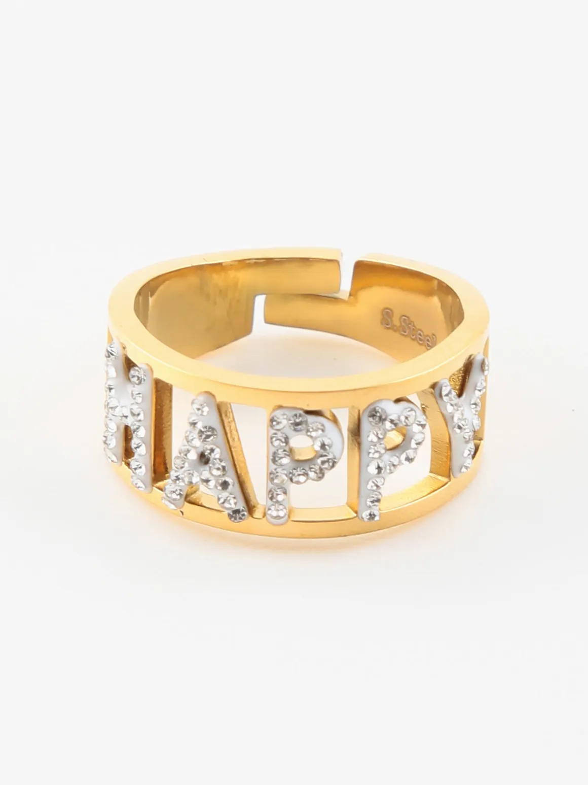 Solada Anello regolabile con scritta Happy