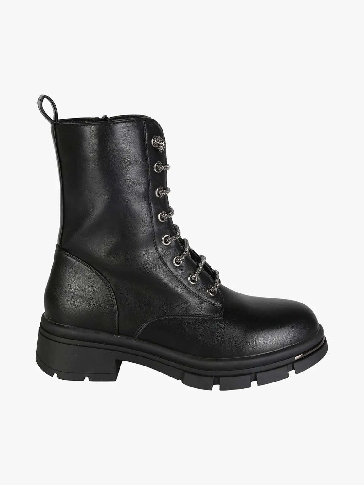 Solada Anfibi donna con lacci di strass e cerniera