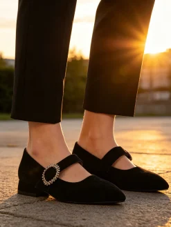 Solada Ballerine donna a punta in tessuto scamosciato