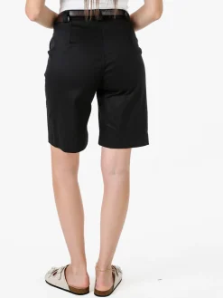 Solada Bermuda donna a vita alta con gamba larga e cintura - nero