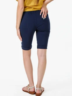 Solada Bermuda donna in tessuto elasticizzato con cintura in corda - blu