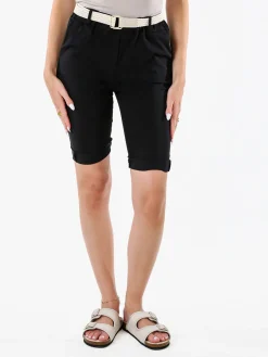 Solada Bermuda donna in tessuto elasticizzato con cintura in corda - nero