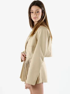 Solada Blazer cropped da donna con bottone e scollo a V - beige