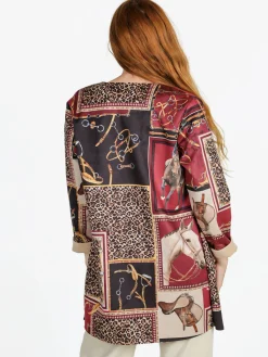 Solada Blazer donna aperto con stampe - bordeaux