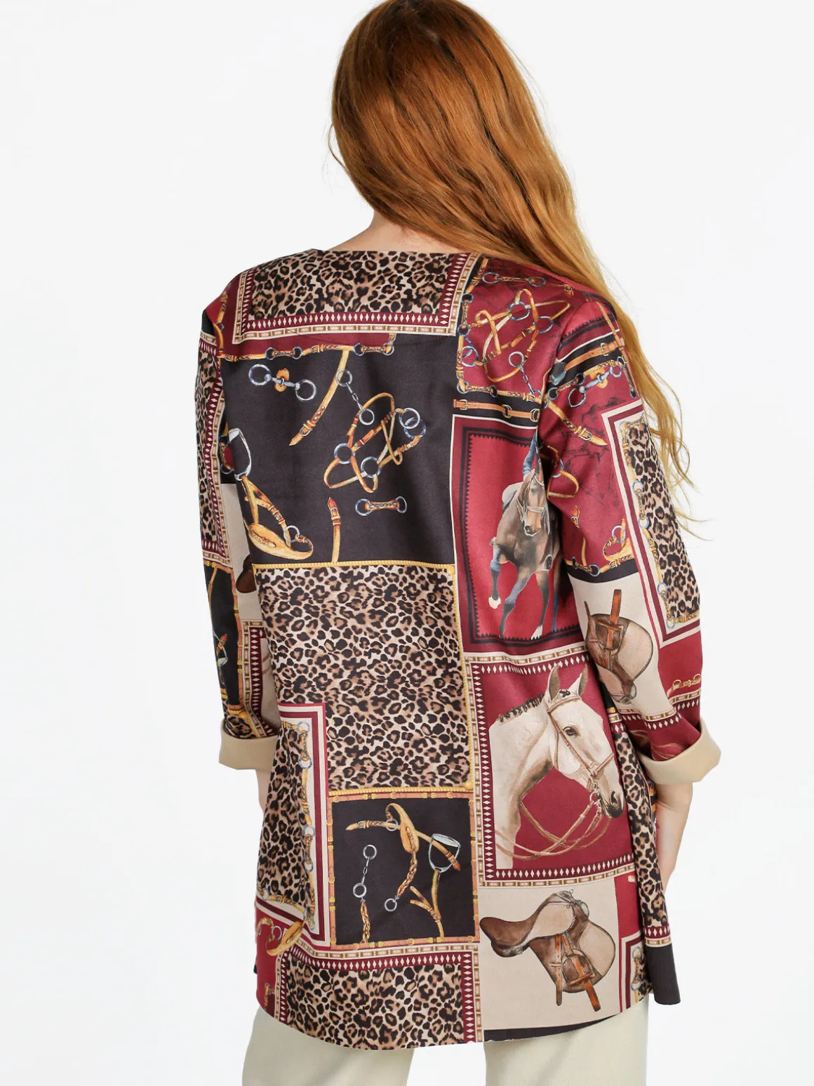 Solada Blazer donna aperto con stampe - bordeaux