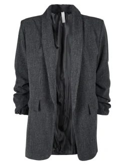 Solada Blazer donna aperto con maniche arricciate - grigio scuro