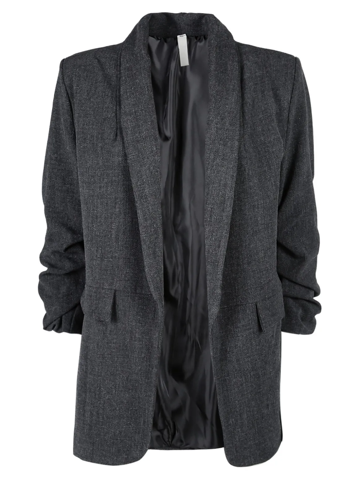 Solada Blazer donna aperto con maniche arricciate - grigio scuro