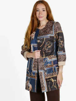 Solada Blazer donna aperto con stampe - blu