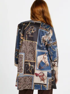 Solada Blazer donna aperto con stampe - blu
