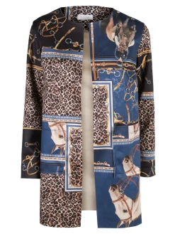 Solada Blazer donna aperto con stampe - blu