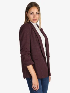 Solada Blazer donna aperto con maniche arricciate - bordeaux