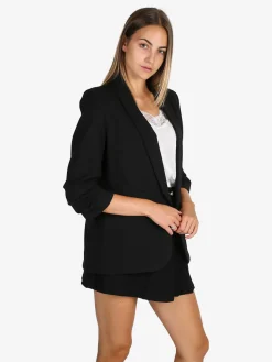 Solada Blazer donna aperto con maniche arricciate - nero