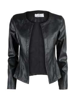 Solada Blazer donna aperto in ecopelle - nero