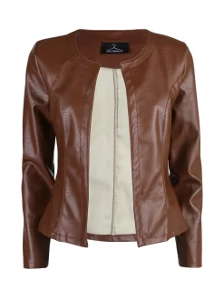 Solada Blazer donna aperto in ecopelle - marrone